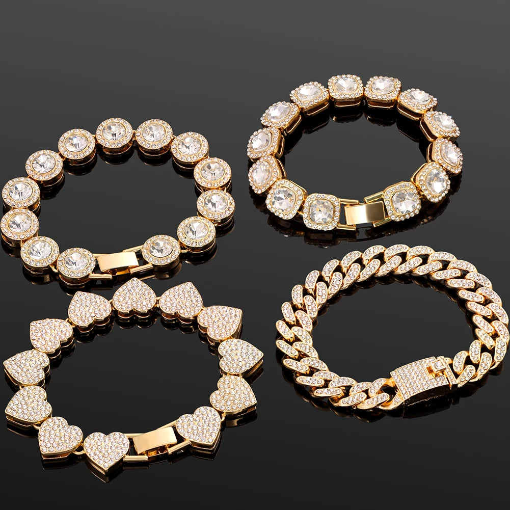 4Pcs Iced Out Bracelet for Women