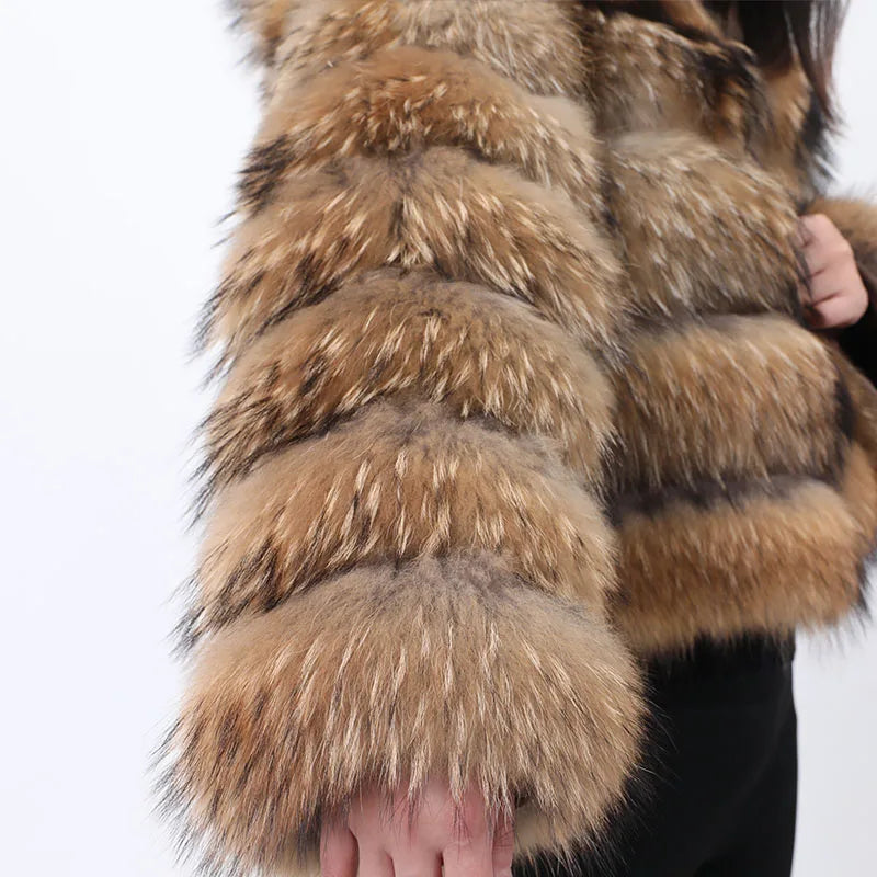 Real Fur Coat With Hat  Jacket