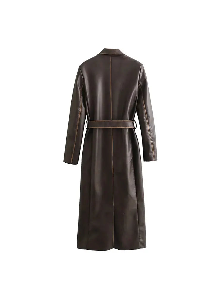 Long Leather Trench Coat