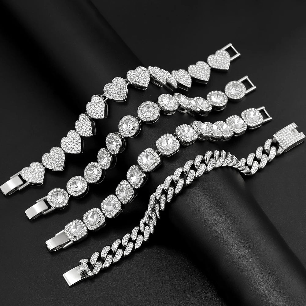 4Pcs Iced Out Bracelet for Women