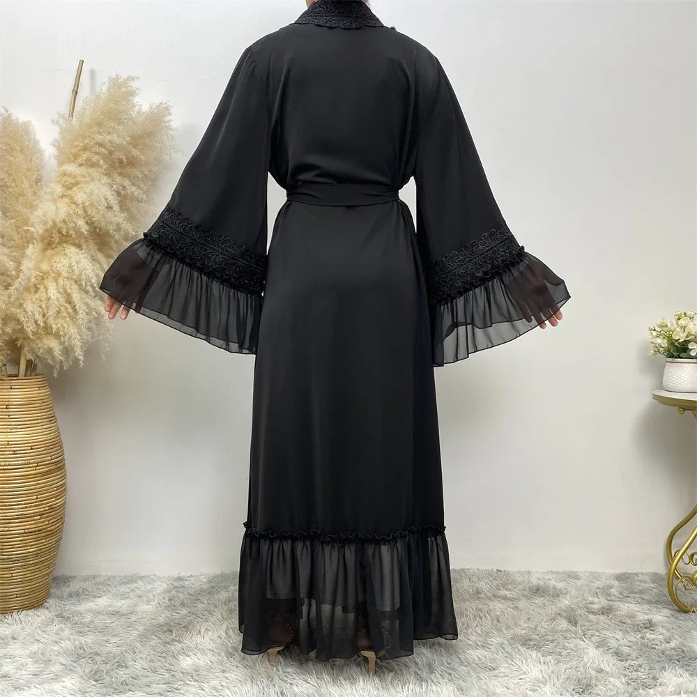 Abaya Full Length Flare Sleeve Lace