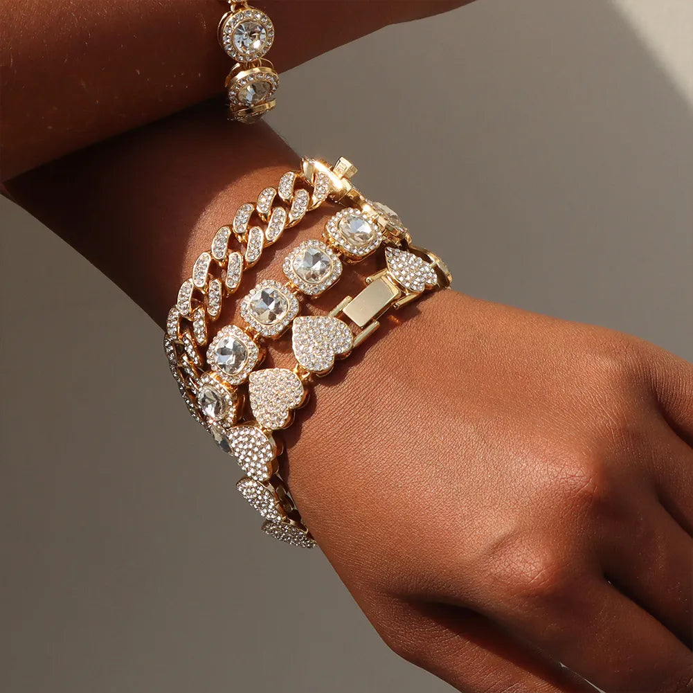 4Pcs Iced Out Bracelet for Women