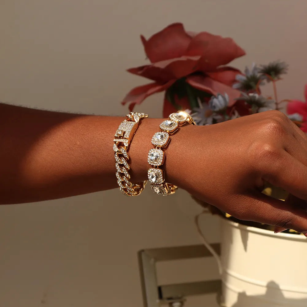 4Pcs Iced Out Bracelet for Women